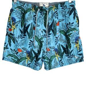 Ted Baker Swim Shorts Mens 3 Small Blue Beach Tropical‎ Surf Vacation Parrots